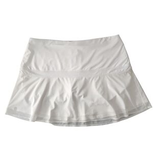 Athleta Women's L White Cream Upbeat Skort Shorts Mesh Overlay Workout Active
